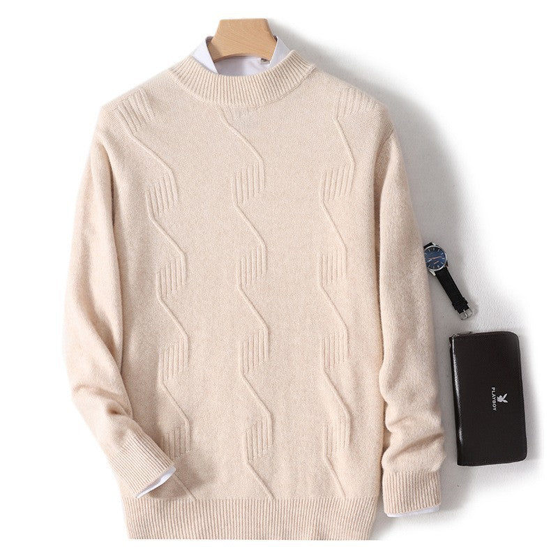 Autumn and Winter Men's Half Turtleneck Thick Sweater Loose Long Sleeve Warm