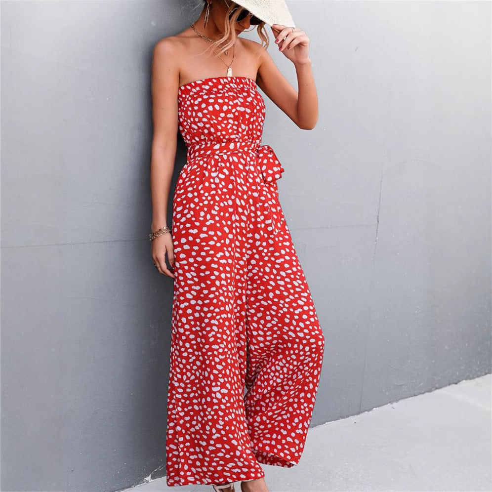Women's Chic Printed Bandeau Jumpsuit