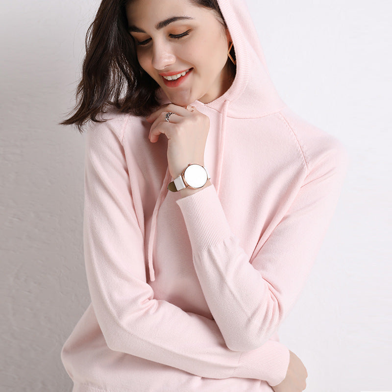 Women's Lightweight Knitted Hooded Sweater