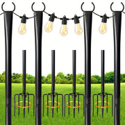8pcs/4pcs/2pcs Metal Pole 10 Feet Metal Patio String Lights Pole | Outdoor Hanging Pole For Garden, Backyard, Patio, Lighting Bracket For Parties, Christmas And Wedding