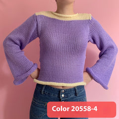 Autumn and Winter Women's Pullover Stripe Round Sweater Loose Plus Size Rainbow Sweater
