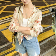Acetic Acid Printed Ink-Drop Elegant Long-Sleeve Shirt
