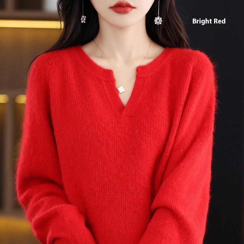 Autumn and Winter Mink Sweater Women's Loose Plus Size Base Fleece Shirt