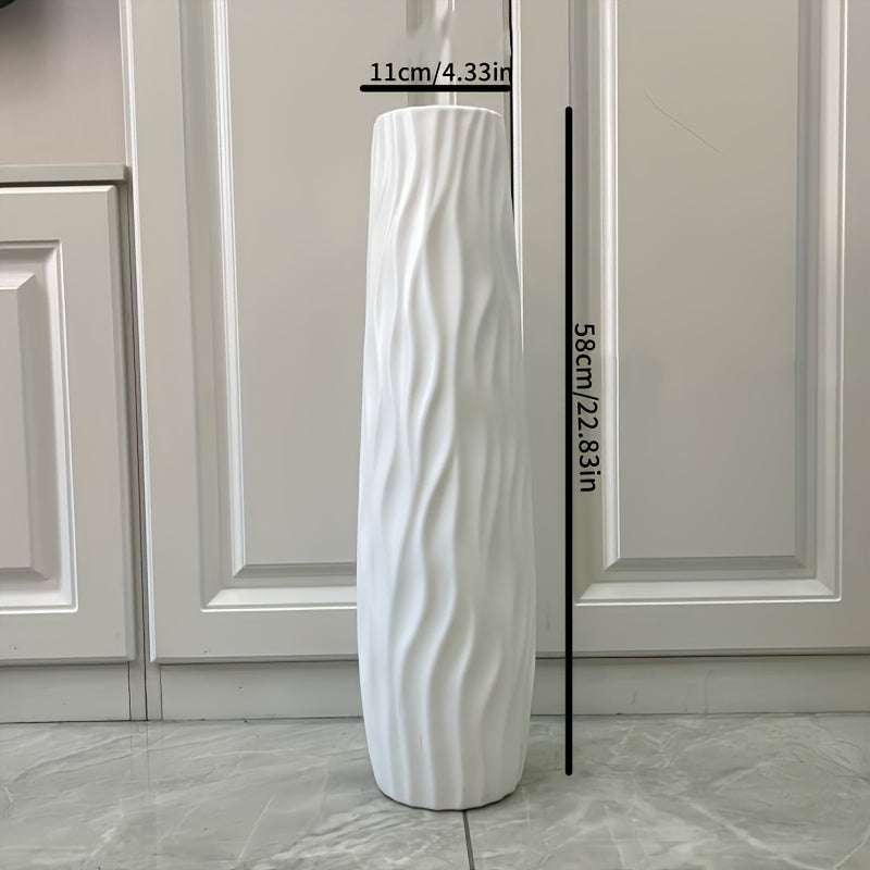 Large Retro Geometric Vase - Heavy-Duty Shatterproof Plastic Centerpiece, Modern Minimalist Home Decor for Living Room, Dining, Office - Pet & Child Safe, Easy-Clean Surface - Available in Black…