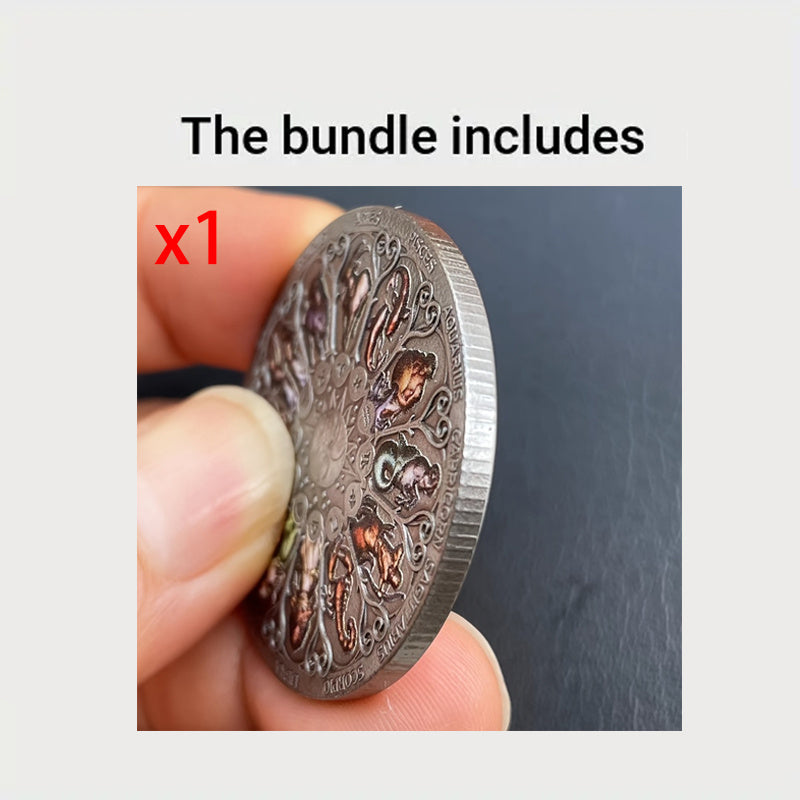 Silvery-Plated Zodiac Sign Collectible Coin Set – Available in 1, 4, or 8 Pieces
