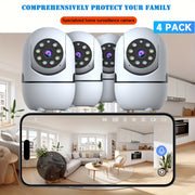 4 Wireless Security Cameras - 355° Rotation, Night Vision, Motion Detection, Two-Way Voice, Youngsters/Pet Monitoring | 2.4/5G WiFi, Cloud Storage, Up to 256G TF Card, Alexa Support