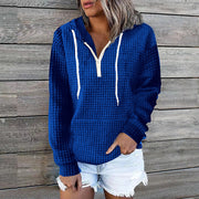 Women's Cozy Waffle Knit Hoodie Casual Sweatshirt Coat