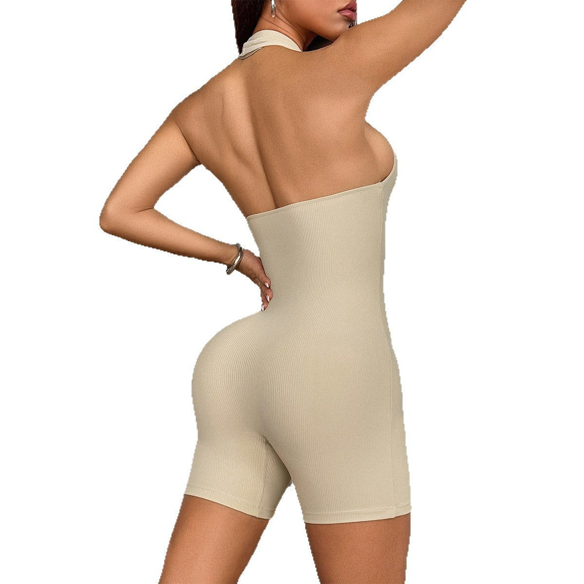 High-Stretch Solid Color Sports Yoga Romper