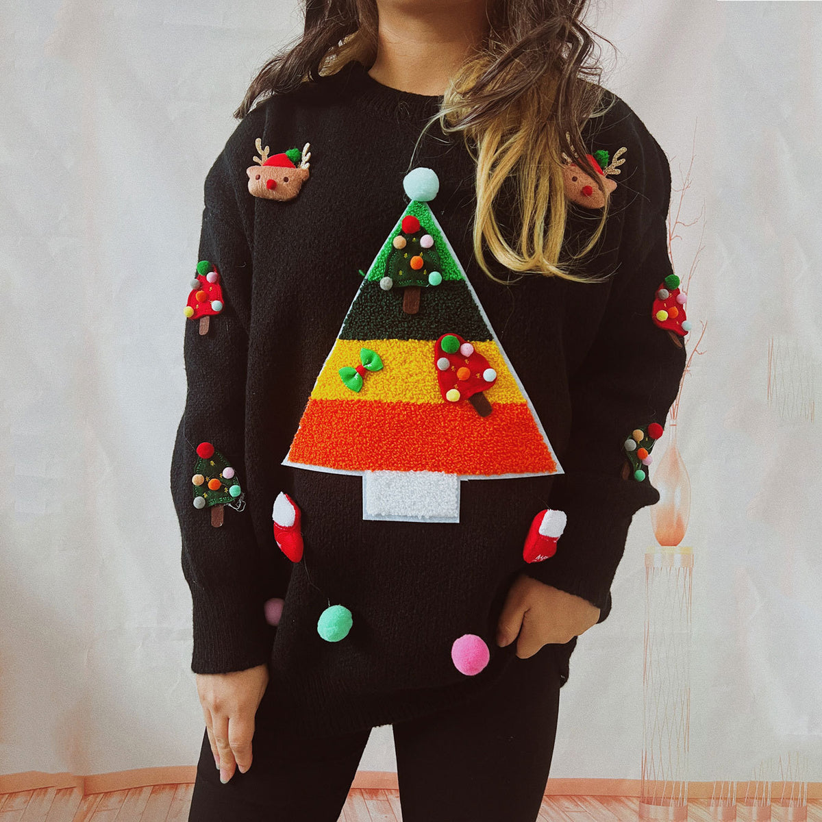 Autumn and Winter Long Sleeve Idle Style Round Neck Pullover Sweater
