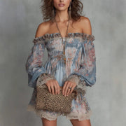 Womens Fashionable Loose-fit Printed Lace Dress
