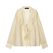 European And American Style New Fashionable Layered Decorative Bow Blouse