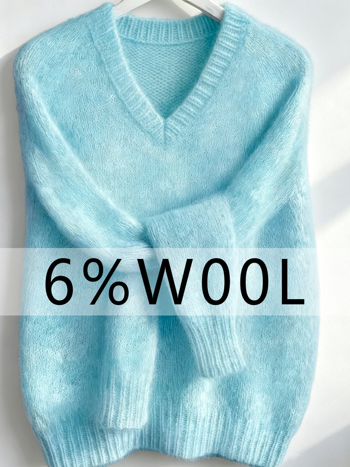 Women's Solid-color Simple V-neck Knitted Sweater