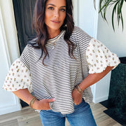 Striped Patchwork T-Shirt – Relaxed Fit, Casual Style