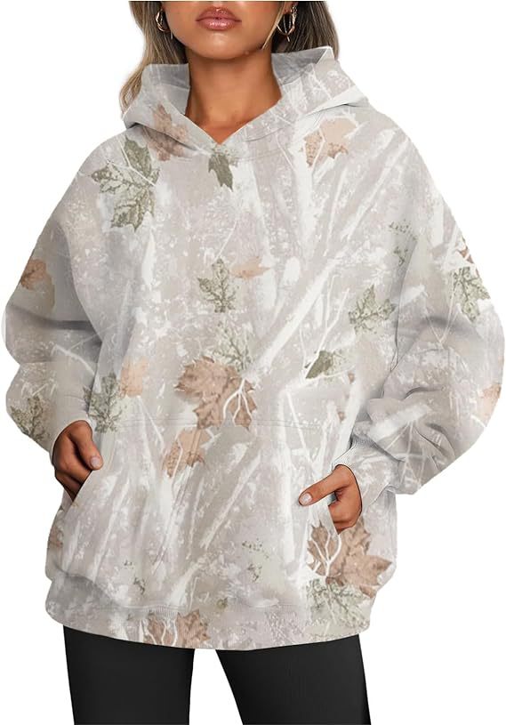 Women's Oversized Maple Leaf Camo Sports Hoodie