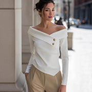Autumn Elegant Women's Off-Shoulder Long Sleeve Shirt