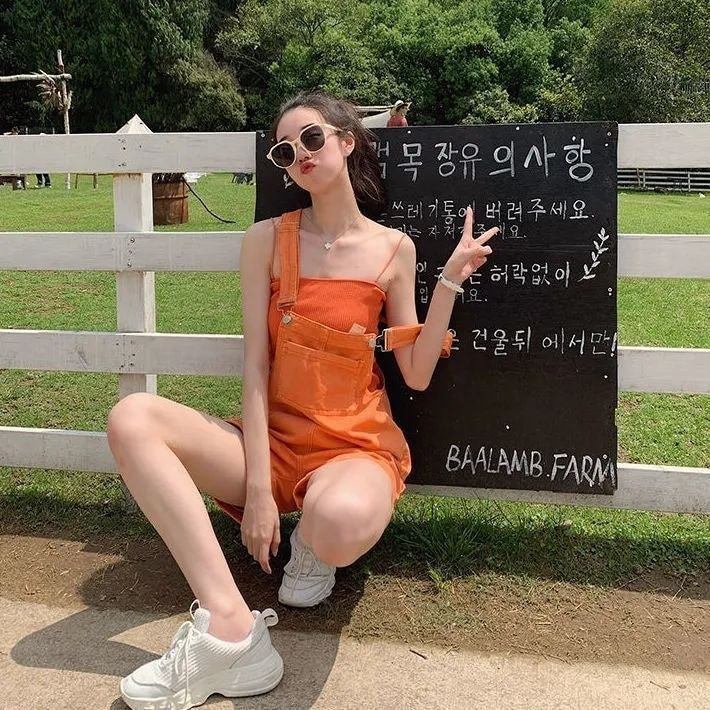 Denim High-Waist Overalls Slimming Casual Jumpsuit
