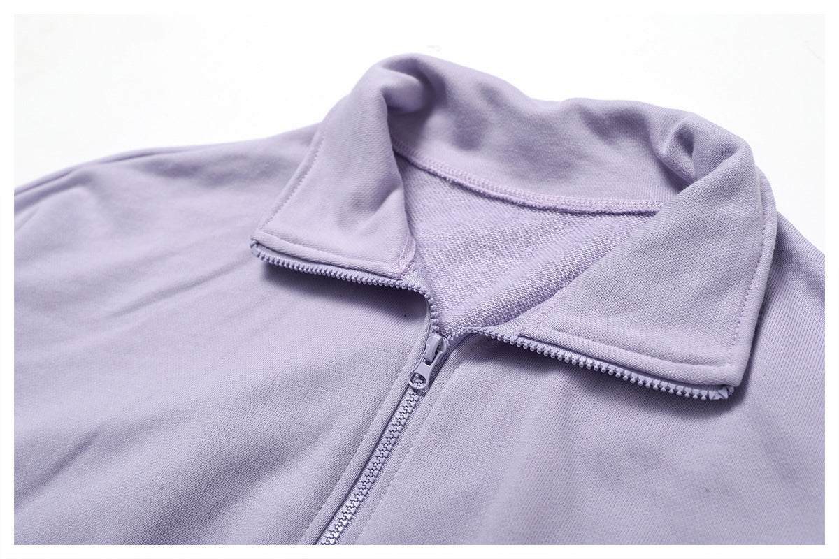 Women's Loose Zip Long Sleeve Sporty Casual Sweatshirt