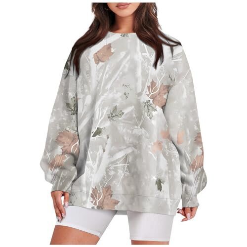 3D Digital Print Casual Long-Sleeve Round Neck Pullover