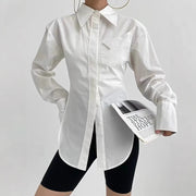 Slimming Figure-hugging Cotton Long-sleeve Shirt