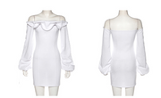 French temperament dress female qiu dong sex appeal one word collar design