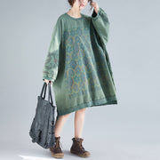 Plus Size Batwing Sleeve Printed Casual Dress