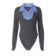 Ribbed Button-Front Slim Fit Bodysuit