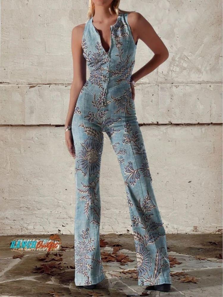 Chic Printed Off-Shoulder Sleeveless Jumpsuit