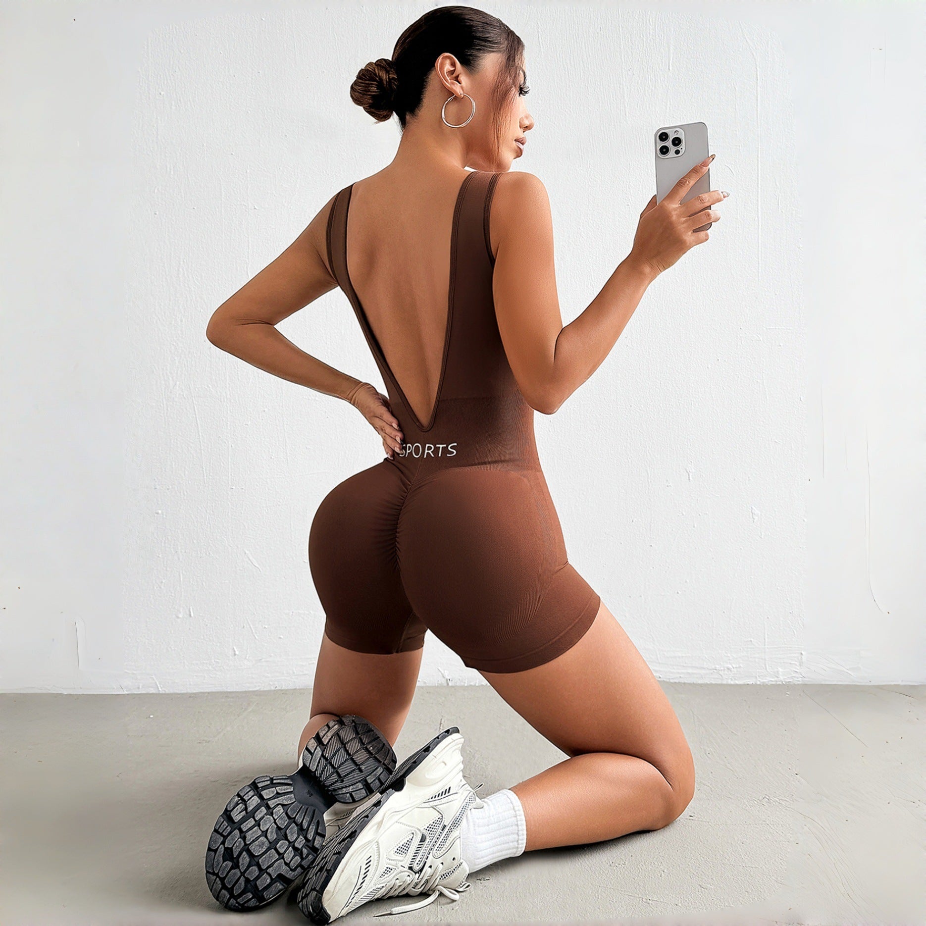 Deep-V Fitness Shaping Yoga Jumpsuit