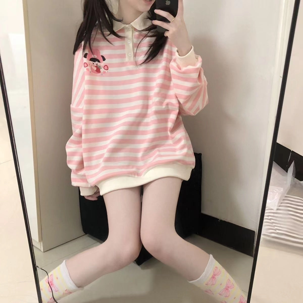 Chic Color-Block Casual Loose Fit Student Hoodie