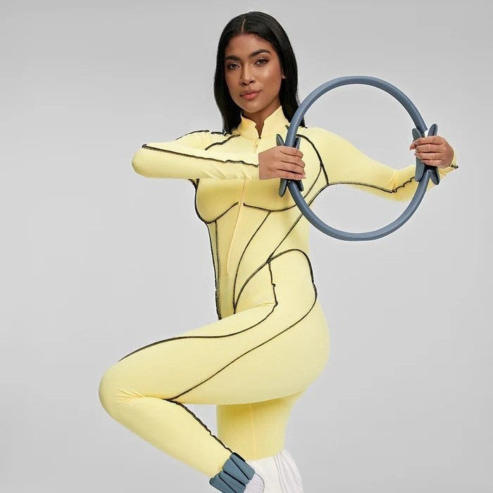 Seamless One-Piece Fitness Yoga Jumpsuit with Built-In Padding