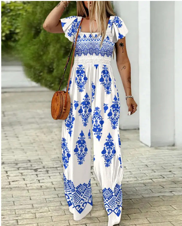 Women's Printed Wide-Leg Jumpsuit