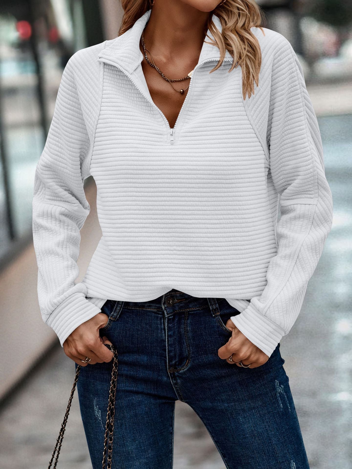 Solid Color Stand Collar Women's Knitted Sweater