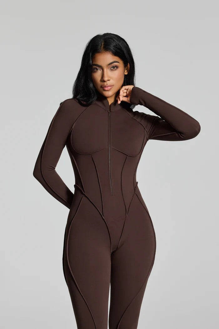 Women's Long Sleeve Zip Slim-Fit Jumpsuit