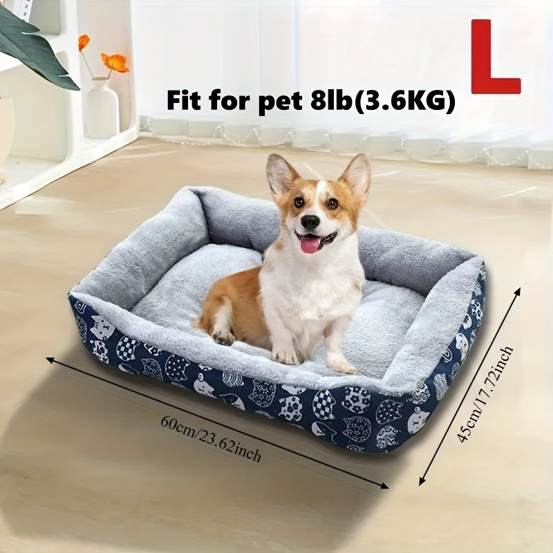 Ultra-Soft Pet Bed Mat - Blue Paw Print Design, Durable Indoor Sofa Cushion, Easy-to-Clean Materials, Cozy and Warm Exclusive for Dogs & Cats, Playful Animal Theme