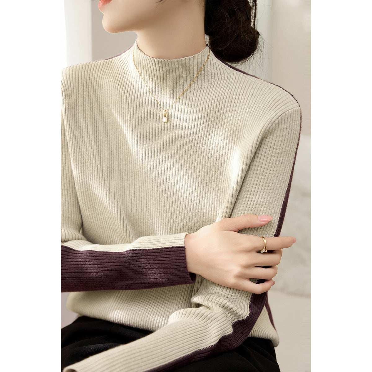 Thickened Mock-neck Base-layer Reversible Sweater