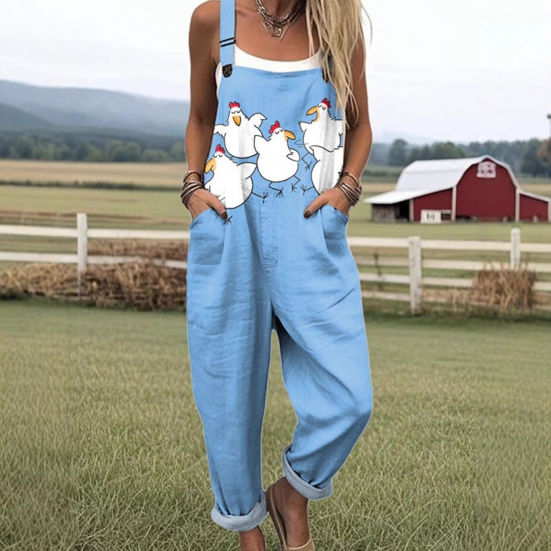 Women's Casual Loose Sleeveless Pocket Jumpsuit