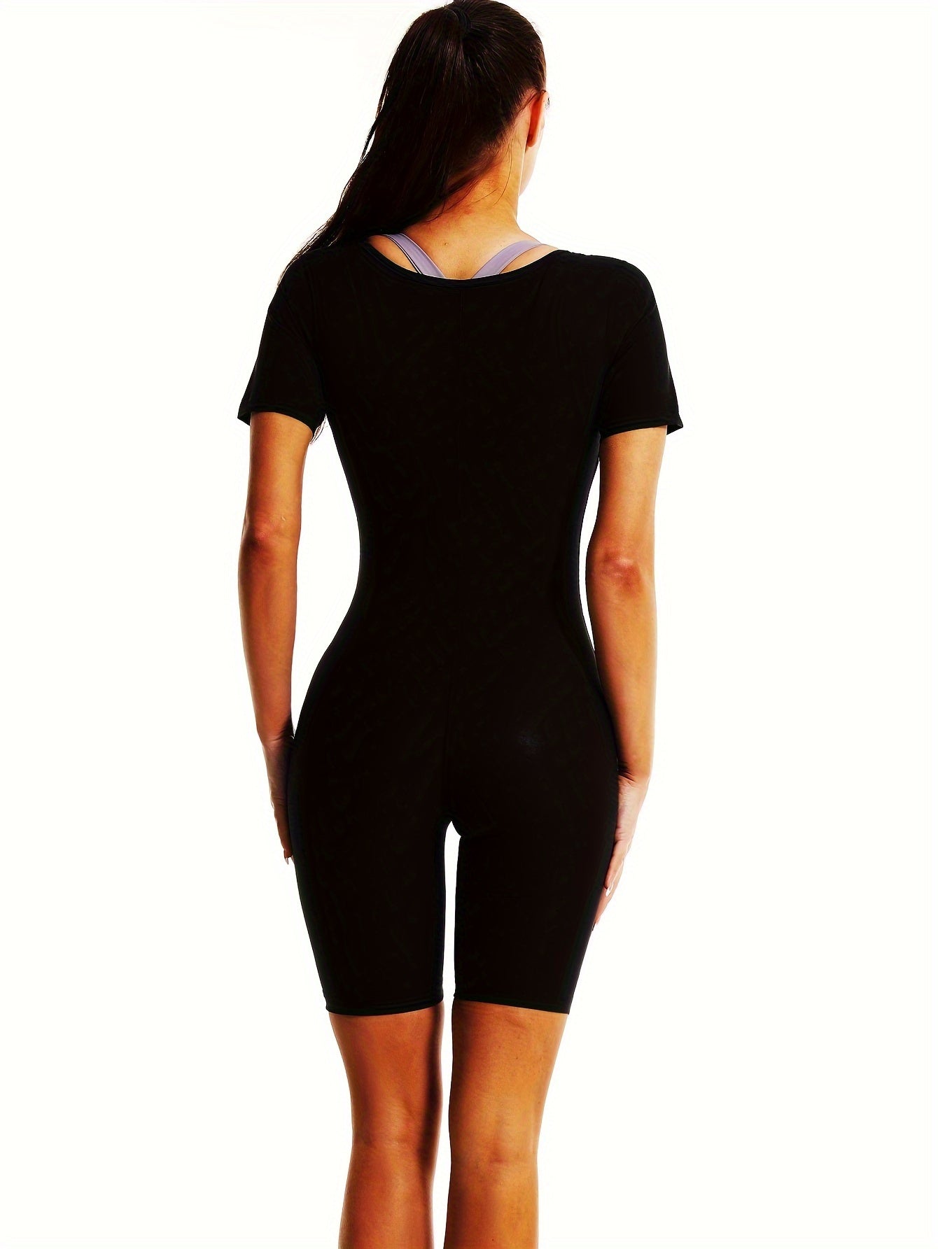 Sauna Suit Romper For Women Slimming Waist Trainer Vest 3 In 1 Sliming Full Body Shaper Gym Workout Top With Short Sleeve