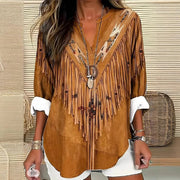 Summer Small V-neck Long-sleeved Casual Temperament Daily Vacation T-shirt Top