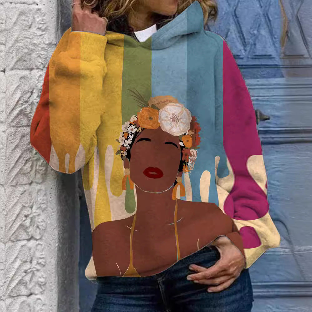 Women's Loose Casual Sports Pullover 3D Print Sweatshirt