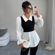 Simple Style Fake Two Pieces Shirts Vest