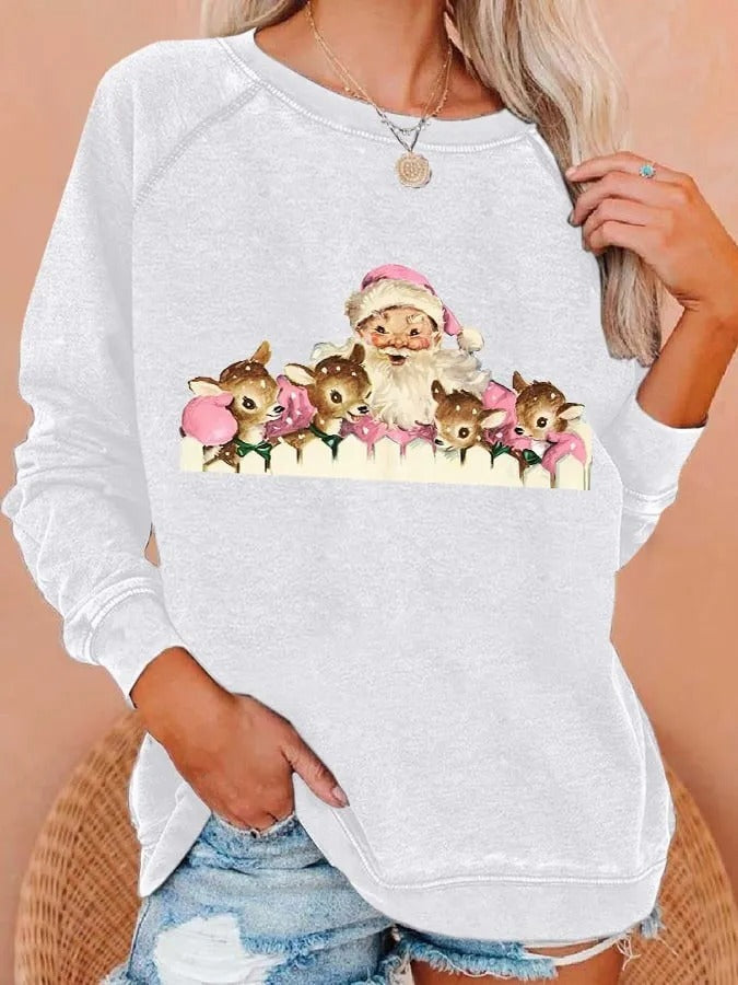 Women's 3D Print Long Sleeve Casual Pullover Sweater