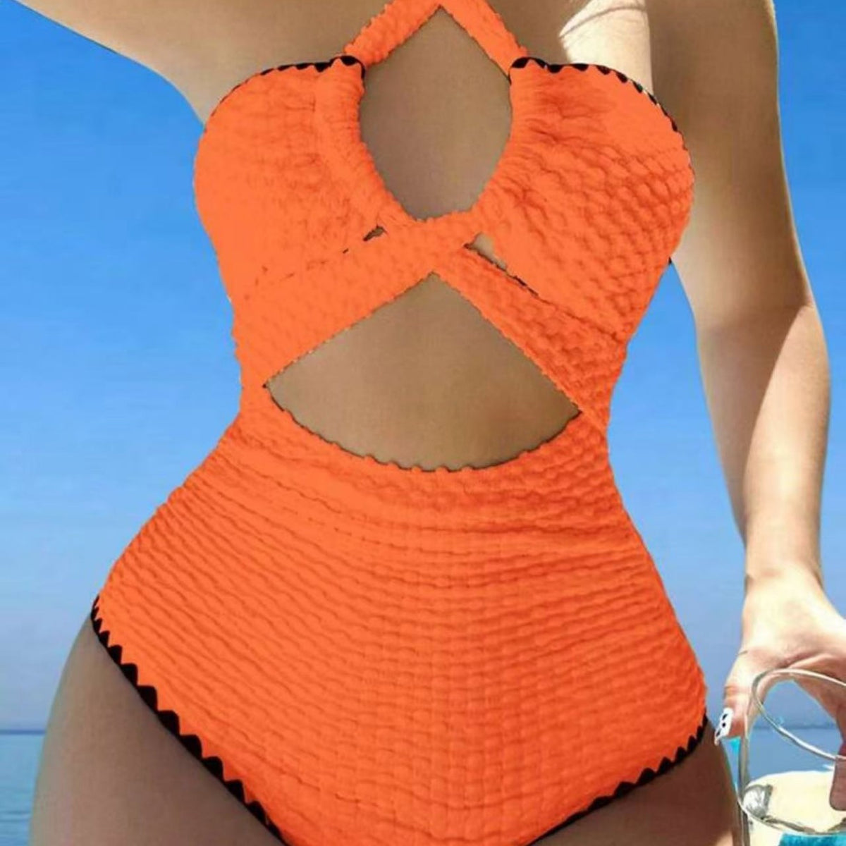 Sexy Backless High-Waist One-Piece Swimsuit