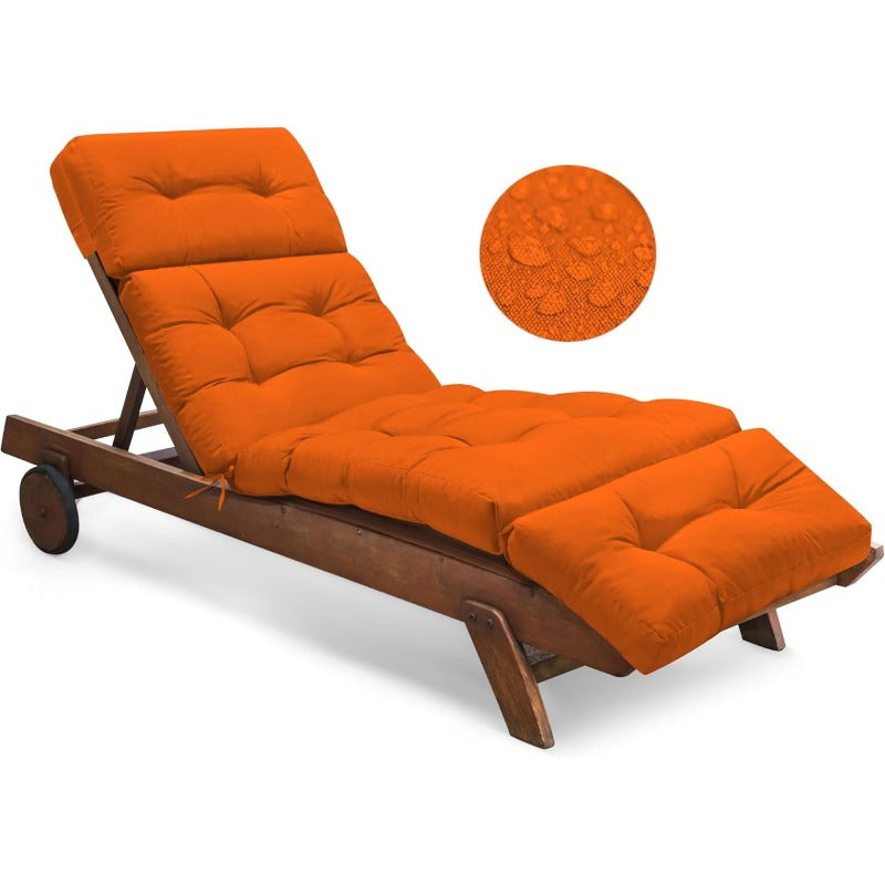[Waterproof Memory Foam Cushion] Outdoor Chaise Lounge Chair Cushion Waterproof 74.4 X 22 X 4.7 Inches Memory Foam Lounge Chair Cushions Replacement for Outdoor Furniture with Ties, Thickened Pool Lounge Chair Cushion, Replacement Cushion ONLY, Chair Not