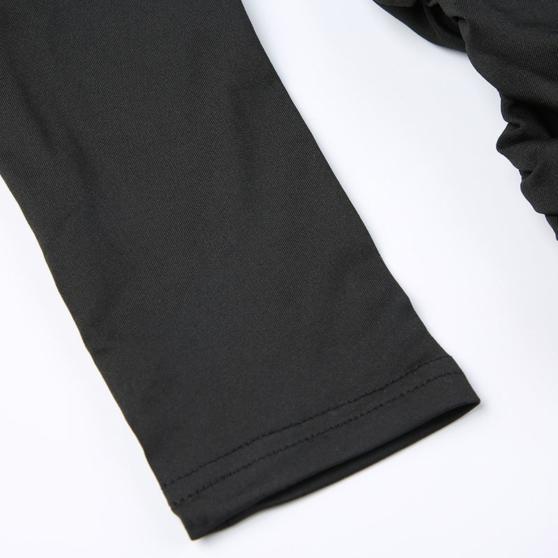 Chic Cold-Shoulder Pleated Slim Fit Top
