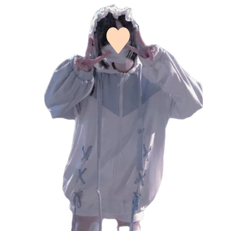 Japanese Soft Girl Watercolor Hooded Jacket & Sweater