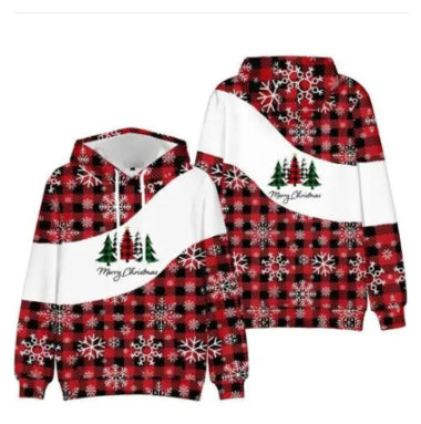 Festive Christmas Animal Print Hooded Sweatshirt