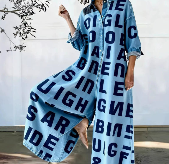 Casual Loose-fitting Comfortable Wide-leg Jumpsuit With Digital Print