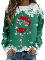 Festive 3D Print Christmas Women's Casual Crewneck Sweater