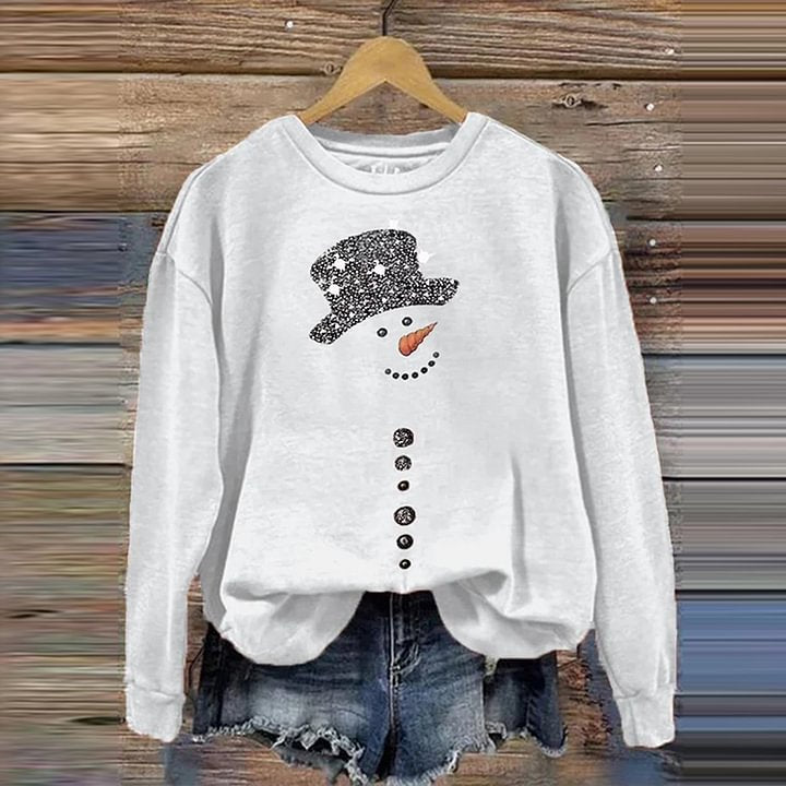 Festive 3D Snowman Print Casual Women's Sweatshirt