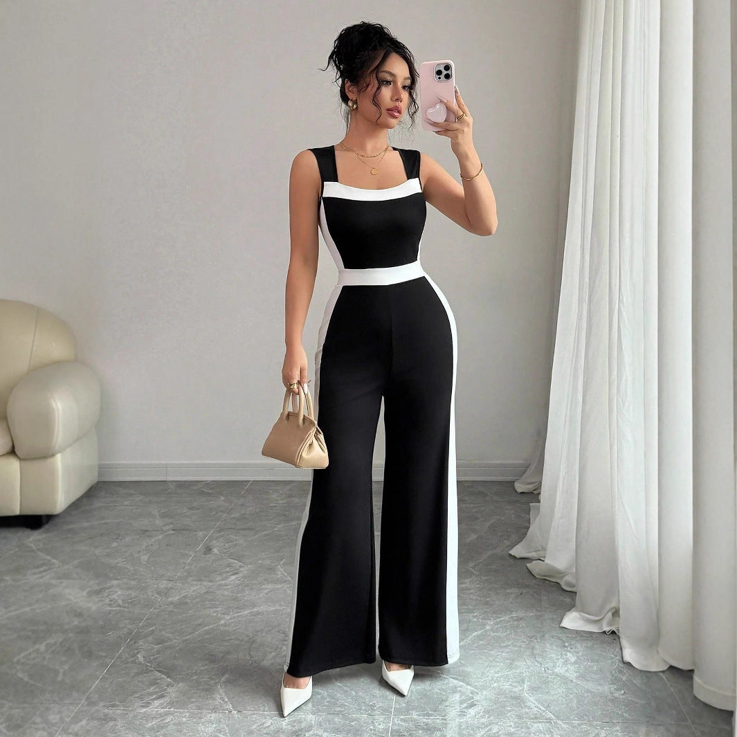 Chic Color-Block Wide-Leg Sleeveless Jumpsuit